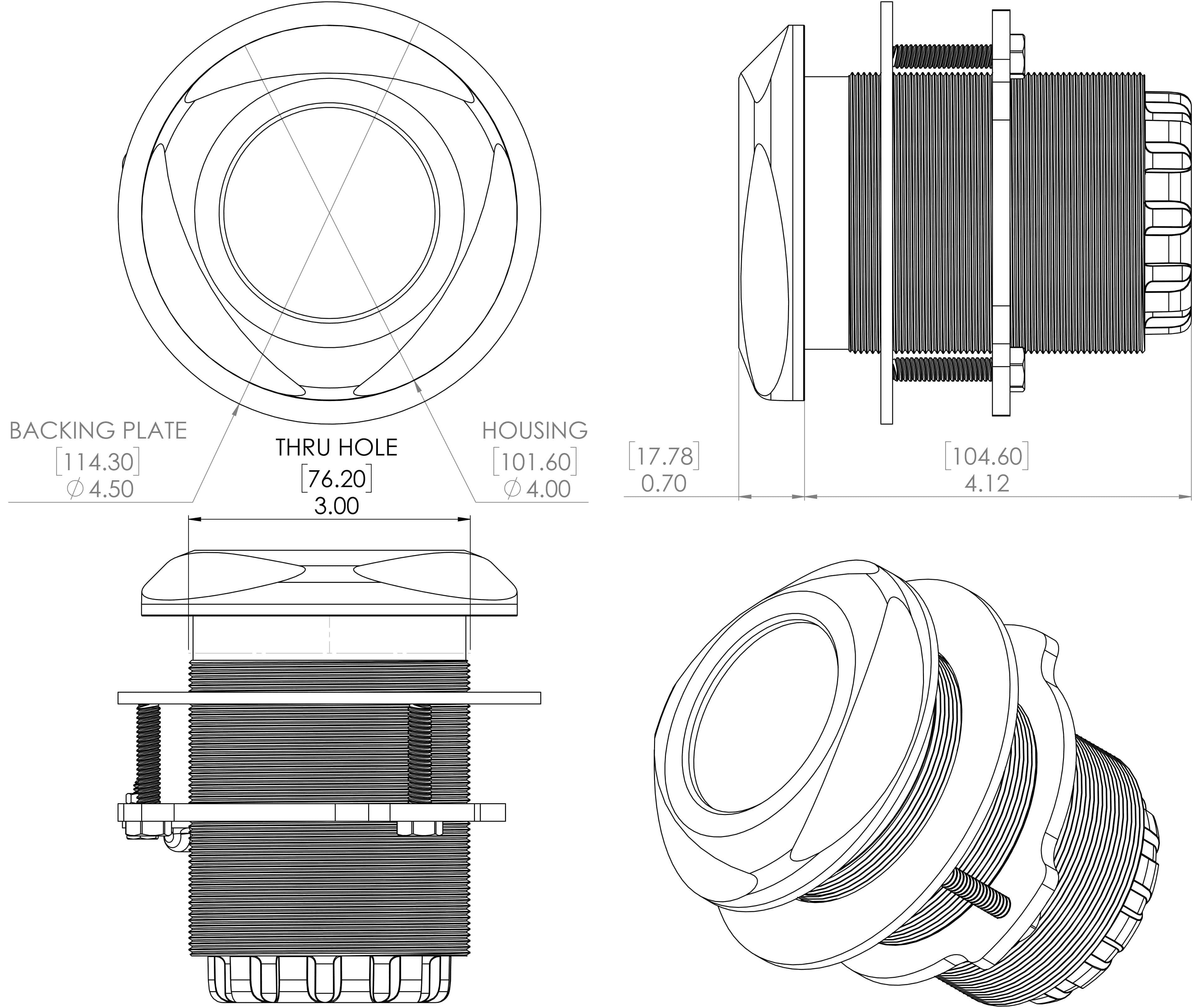 Lumitec Typhoon Spectrum Thru Hull 12/24v RGBW LED Underwater