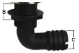 Marine Hardware - 90° Thru-Hulls Stainless Steel/Plastic, Part No. THMB90-1.500-NB