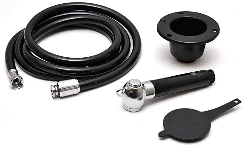 Scandvik - Rubber Cap Recessed Shower Horizontal, Part No. 10265P - Black - Recessed Showe rwith 6-ft. Hose.