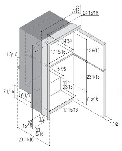Vitrifrigo DP2600IBD4-F-3 - Front-Loading, Double Door Black Refrigerator w/Freezer Flush Flange (Internal Cooling Unit) UL
