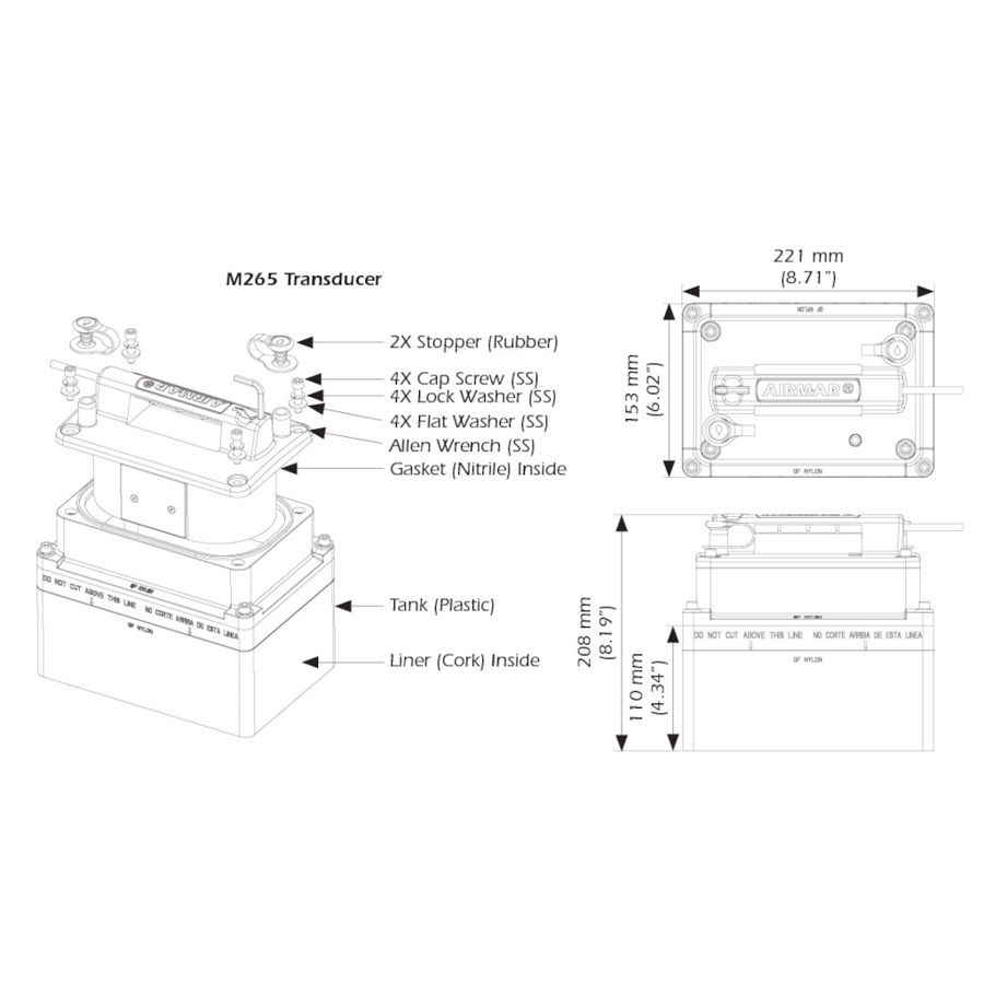 Airmar M265C-LM-0 1kw Low Medium CHIRP With Bare Wire MMC Cable