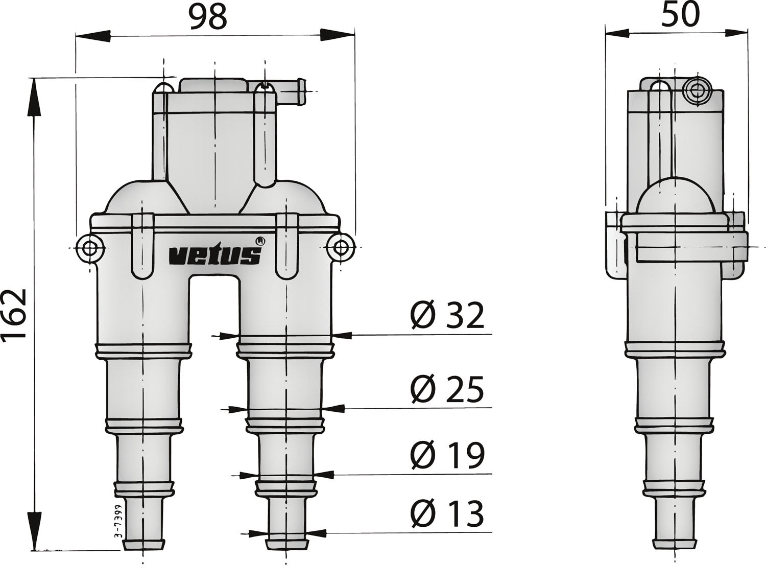 Vetus AIRVENTH - Airvent with hose