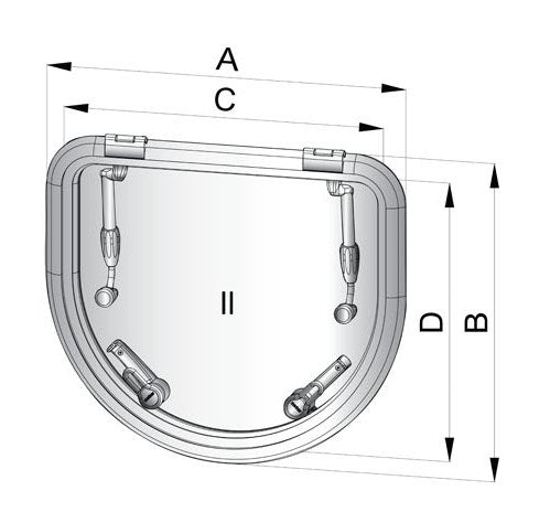 Vetus ALTD420SL - Altus vent. hatch D420 Satin new lock 417x252mm