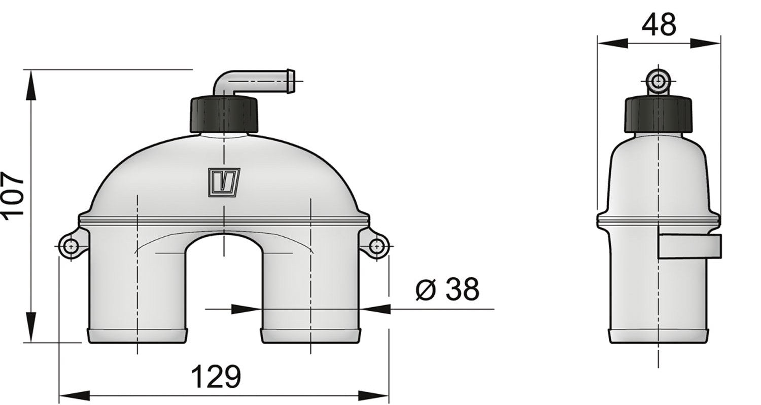 Vetus ASD38H - Anti Syphon Device with hose