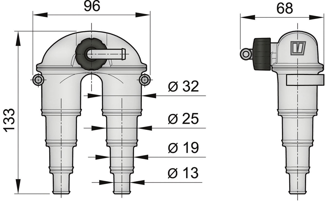 Vetus ASDH - Anti Syphon Device with valve, 13 - 32 mm