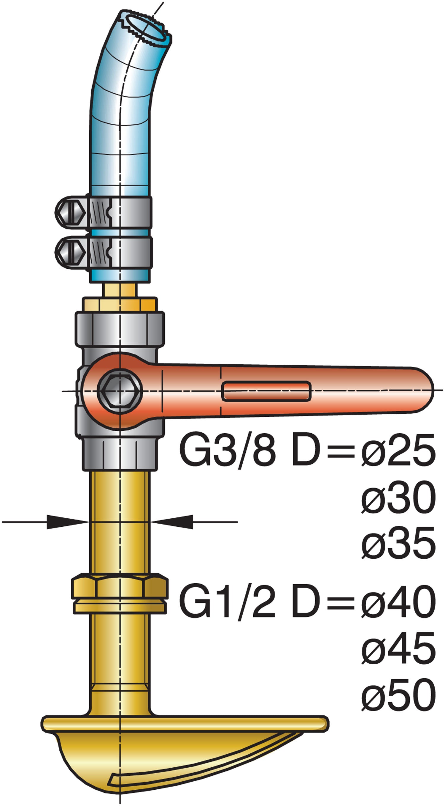 Vetus BL30500 - Stern tube + bearing 30mm, l 500mm, small engines