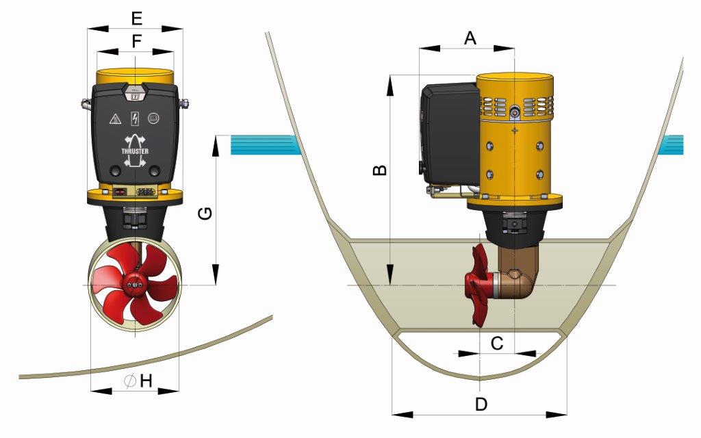 Vetus BOW1254DE - Bow thruster 125kgf extended runtime 24V D250mm ER