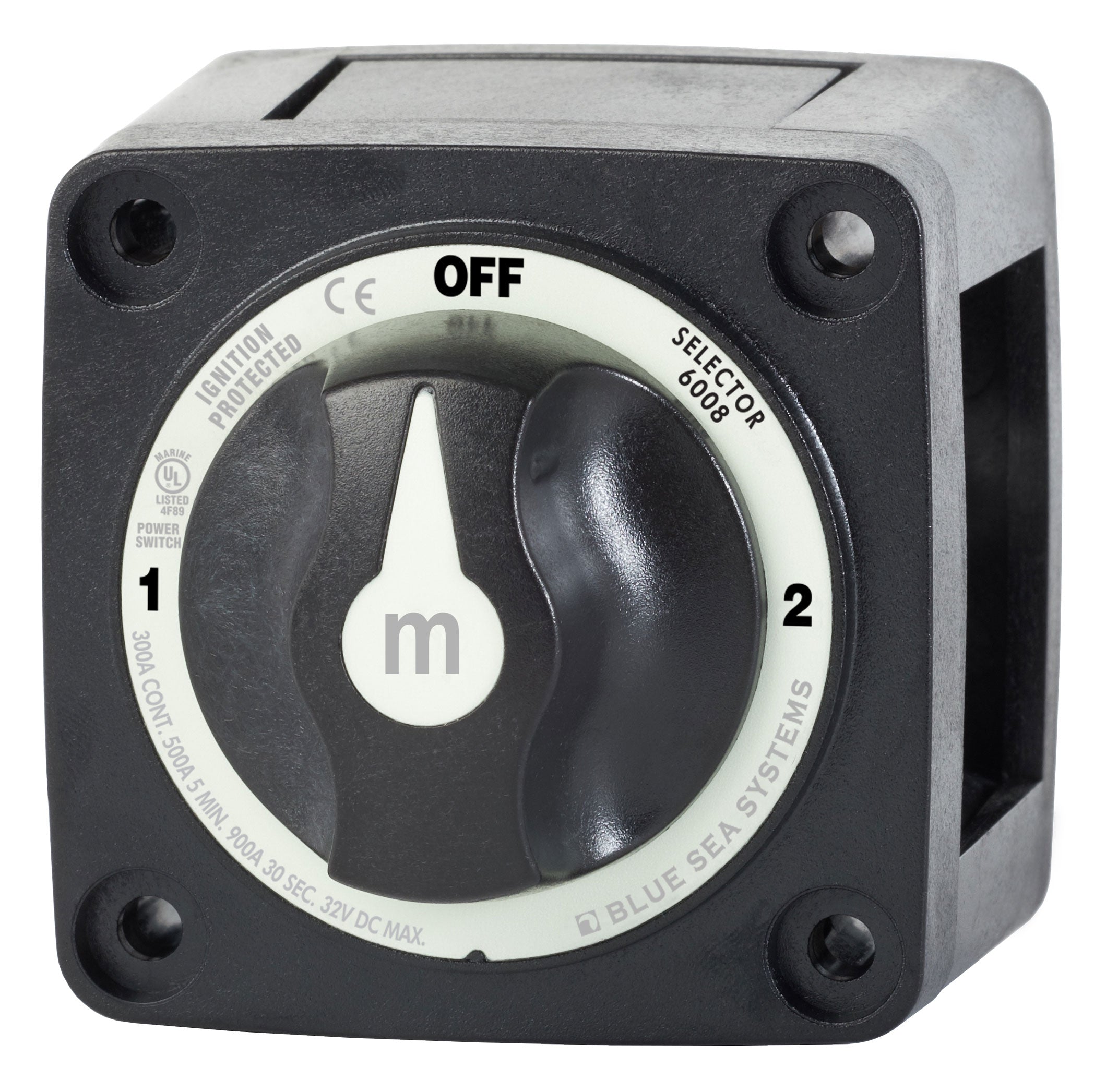 Blue Sea M-Series Battery Switch On/Off/On with Knob Black