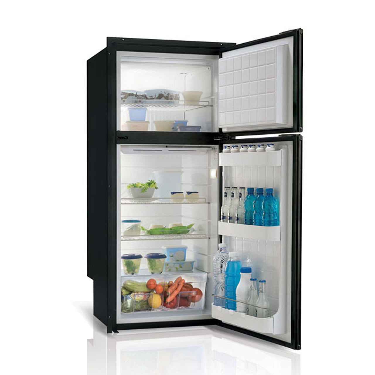 Vitrifrigo DP2600IBD4-F-3 - Front-Loading, Double Door Black Refrigerator w/Freezer Flush Flange (Internal Cooling Unit) UL