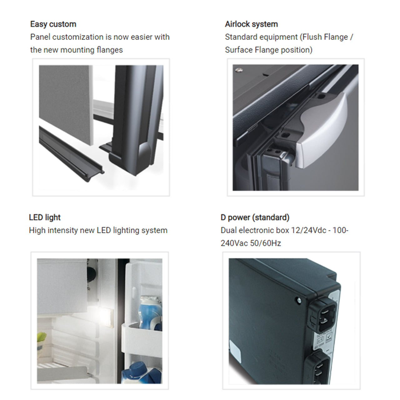 Vitrifrigo DP2600IBD3-F-1 - Front-Loading, Double Door Black Refrigerator w/Freezer Flush Flange (Internal Cooling Unit) - DC ONLY