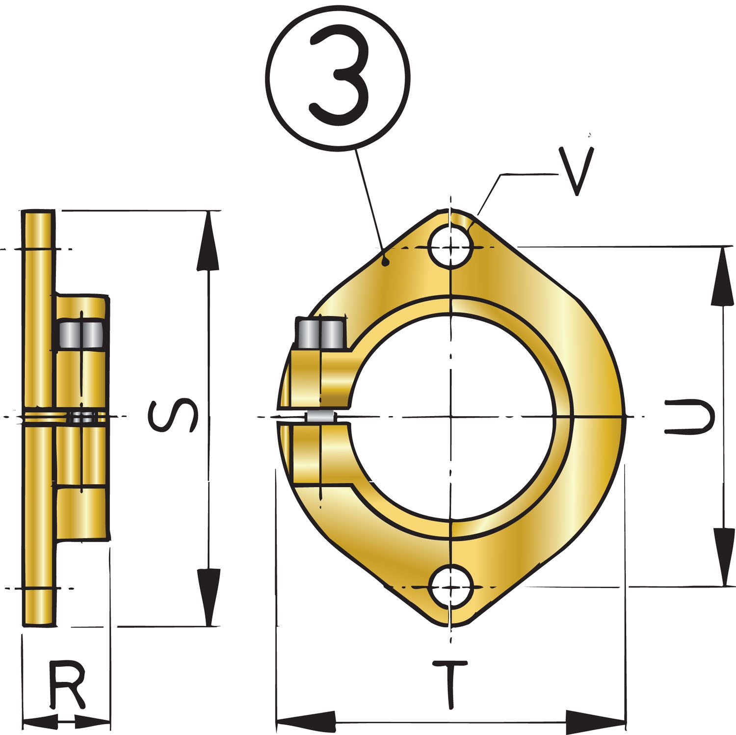 Vetus FLK30 - Mounting flange for stern tube 30mm, small engines