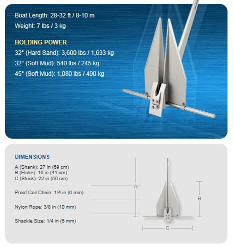 Fortress FX-11 7LB Anchor For 28-32 Boats