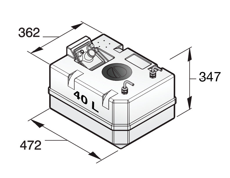 Vetus FTANK40A - Diesel tank 40L incl. 8mm connections