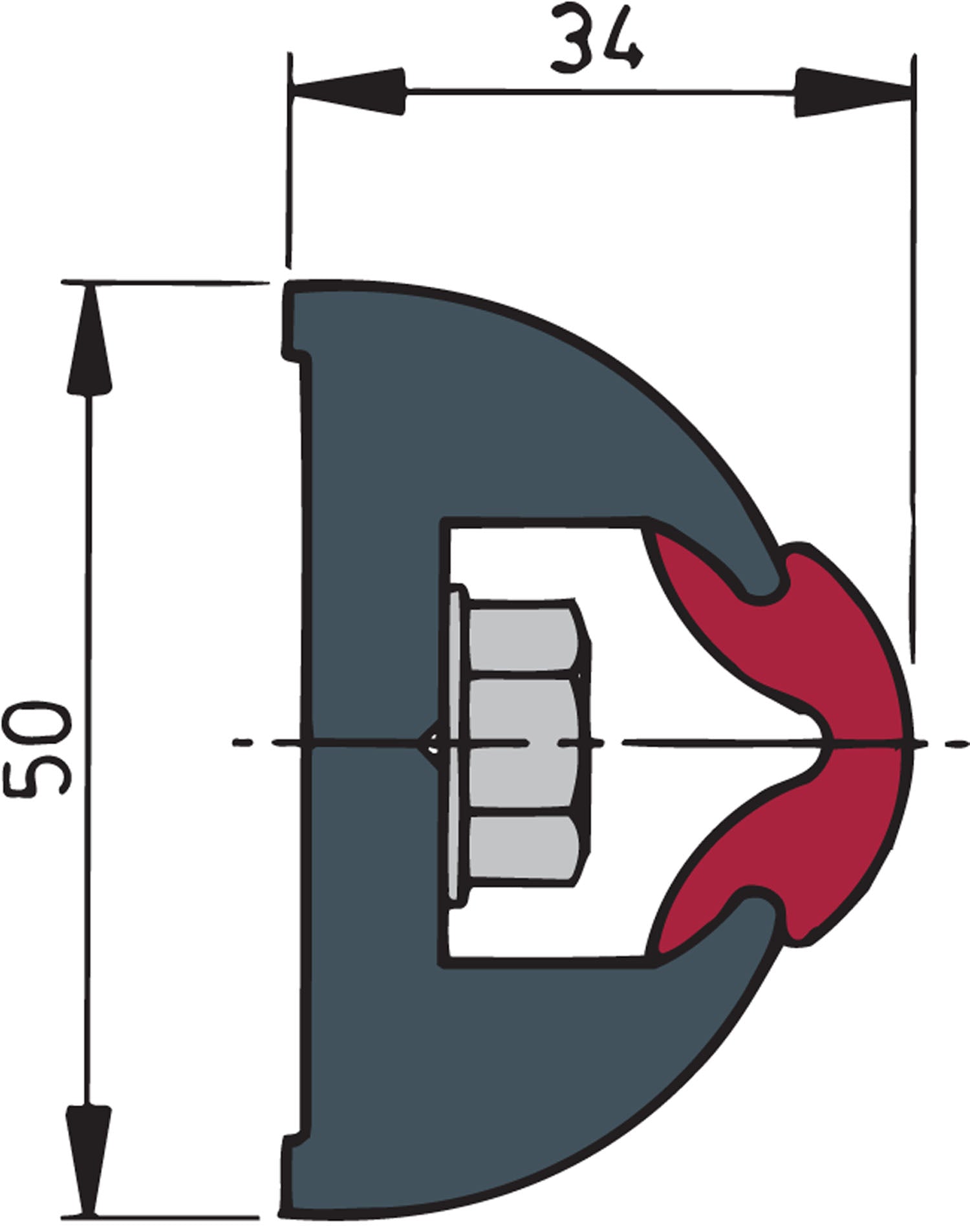 Vetus HARO5034 - Vinyl rubbing strake, signal black 50x34mm, without inlay, per m