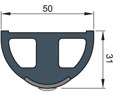 Vetus HARO5S - Vinyl rubbing strake, signal black 50x34mm, coil of 20 mtrs