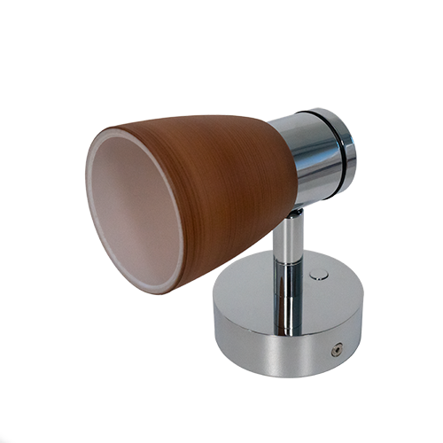 Munich: Adj. Wall Light, Chrome w/ Brown Glass,