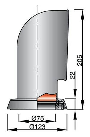 Vetus JER316R - Cowl ventilator Jerry SS AISI316, red coloured