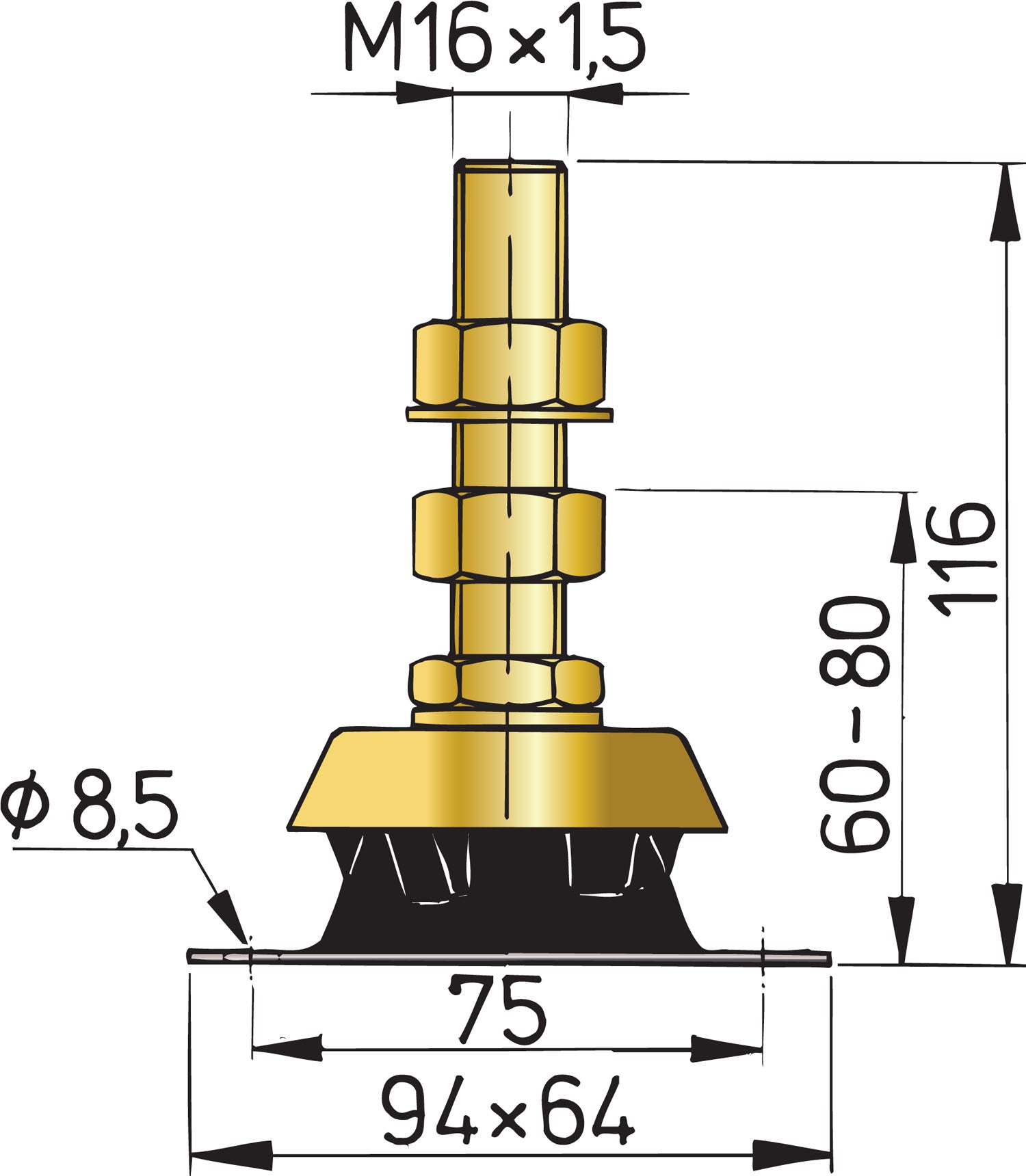 Vetus KSTEUN25V - Vetus flexible engine mounting type 25V