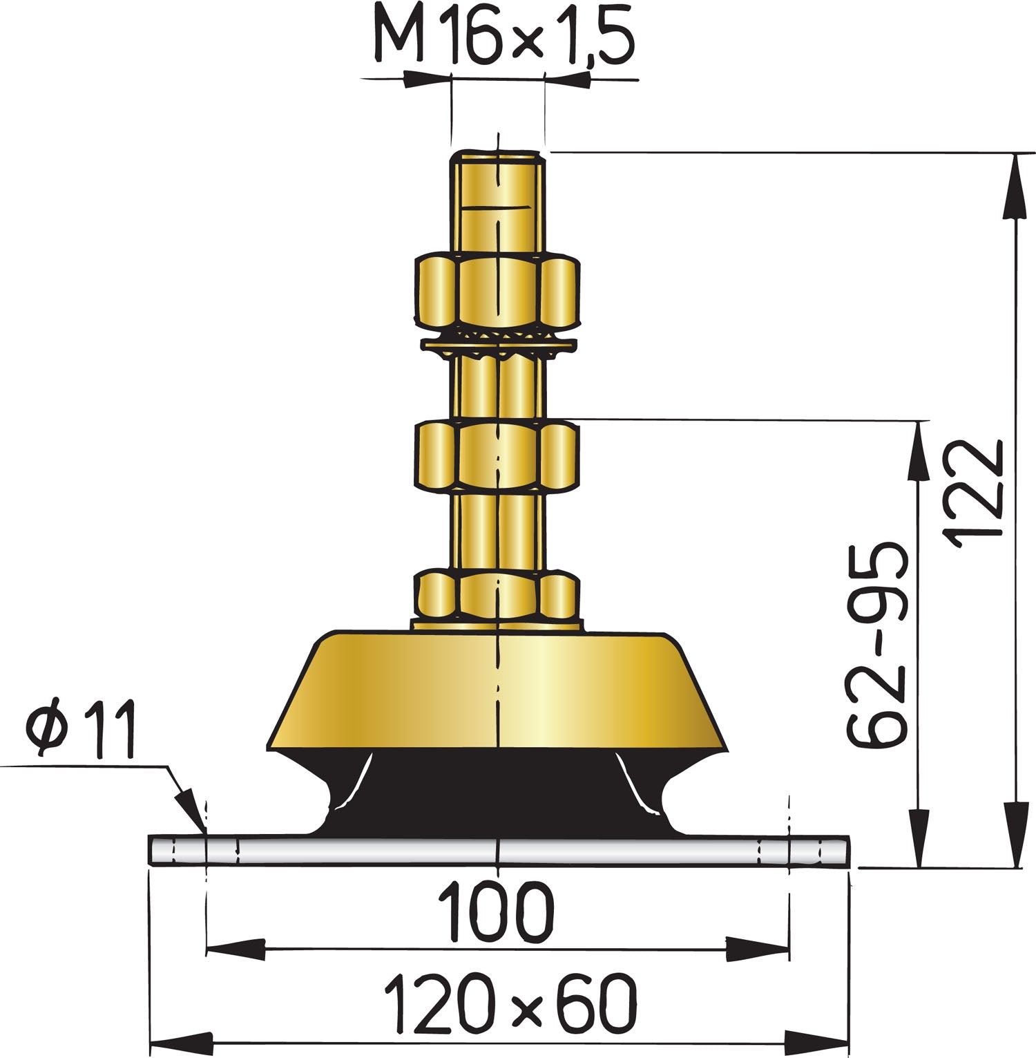 Vetus KSTEUN50V - Vetus flexible engine mounting type 50V