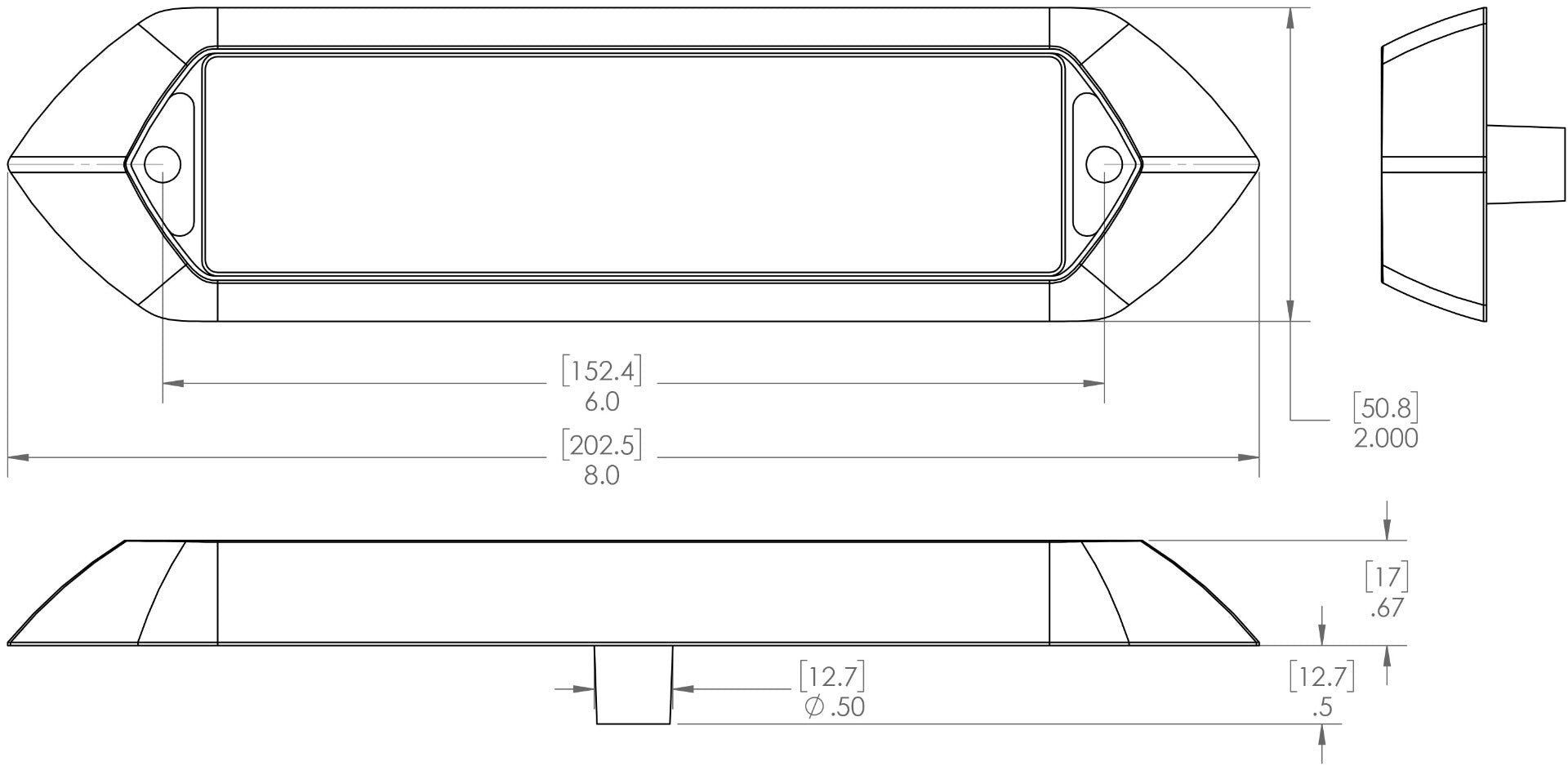 Lumitec Javelin 600X Spectrum RGBW LED Surface Mount Polished Housing 12/24v