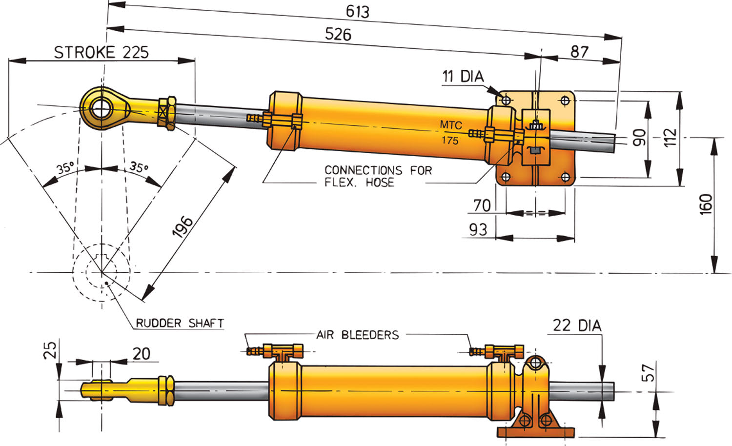 Vetus MTC17510 - Cylinder type MTC175, tube D 10mm