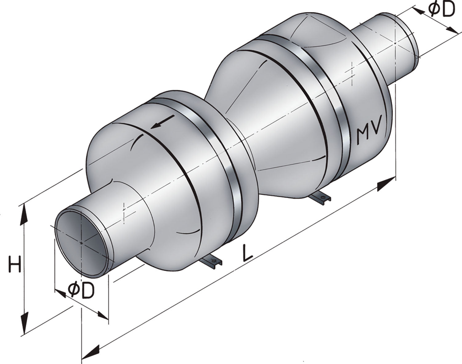 Vetus MV100 - VETUS plastic muffler type MV100