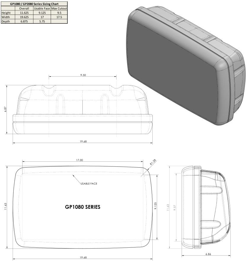 Navpod GP1080-30 SystemPod for Furuno GP197F 9in
