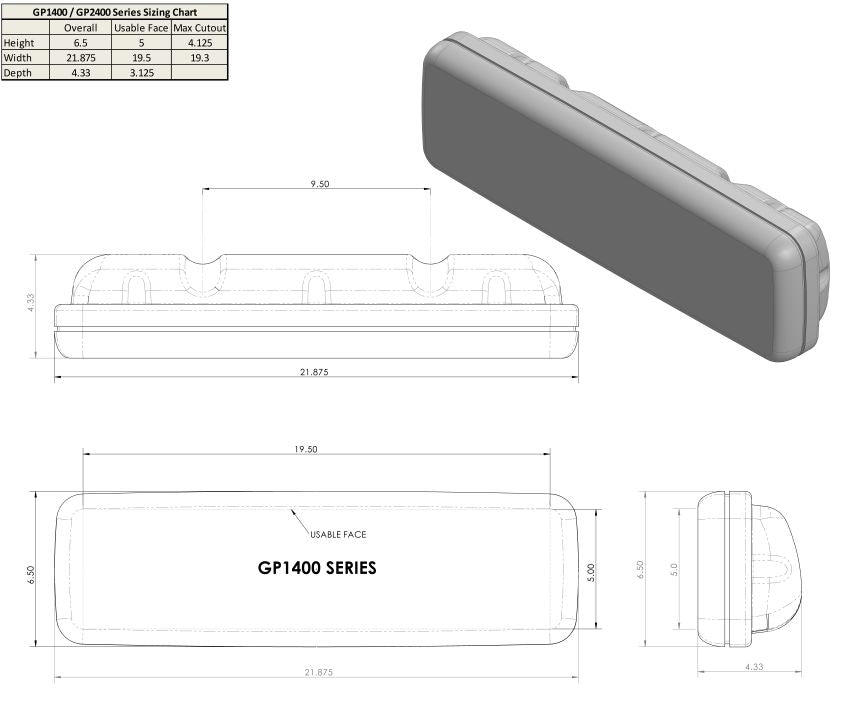 Navpod GP1400 InstrumentPod for 9.5in Wide Guard