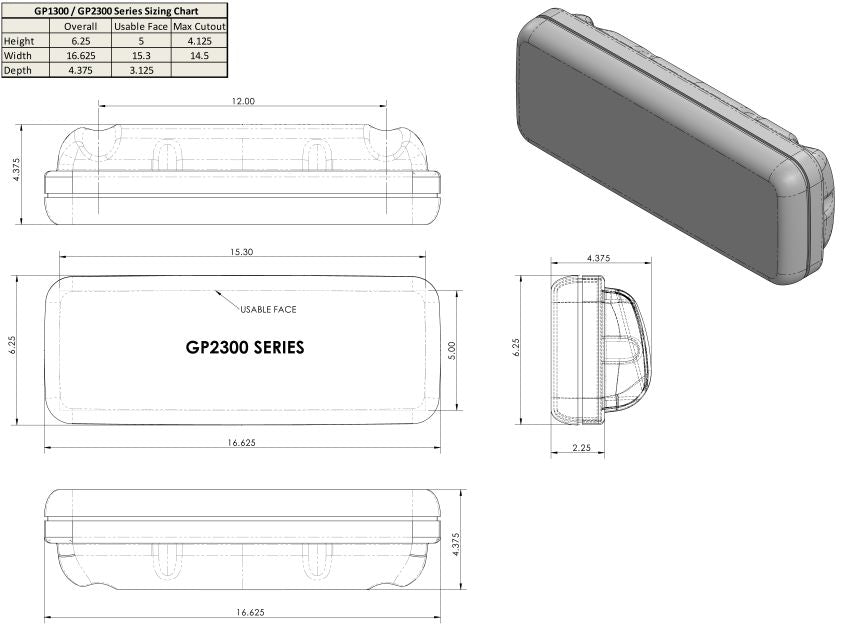 Navpod GP2302 InstrumentPod for three instruments