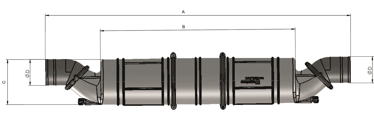 Vetus NLP360 - Waterlock/ muffler 3 chambers, connection Ø60mm