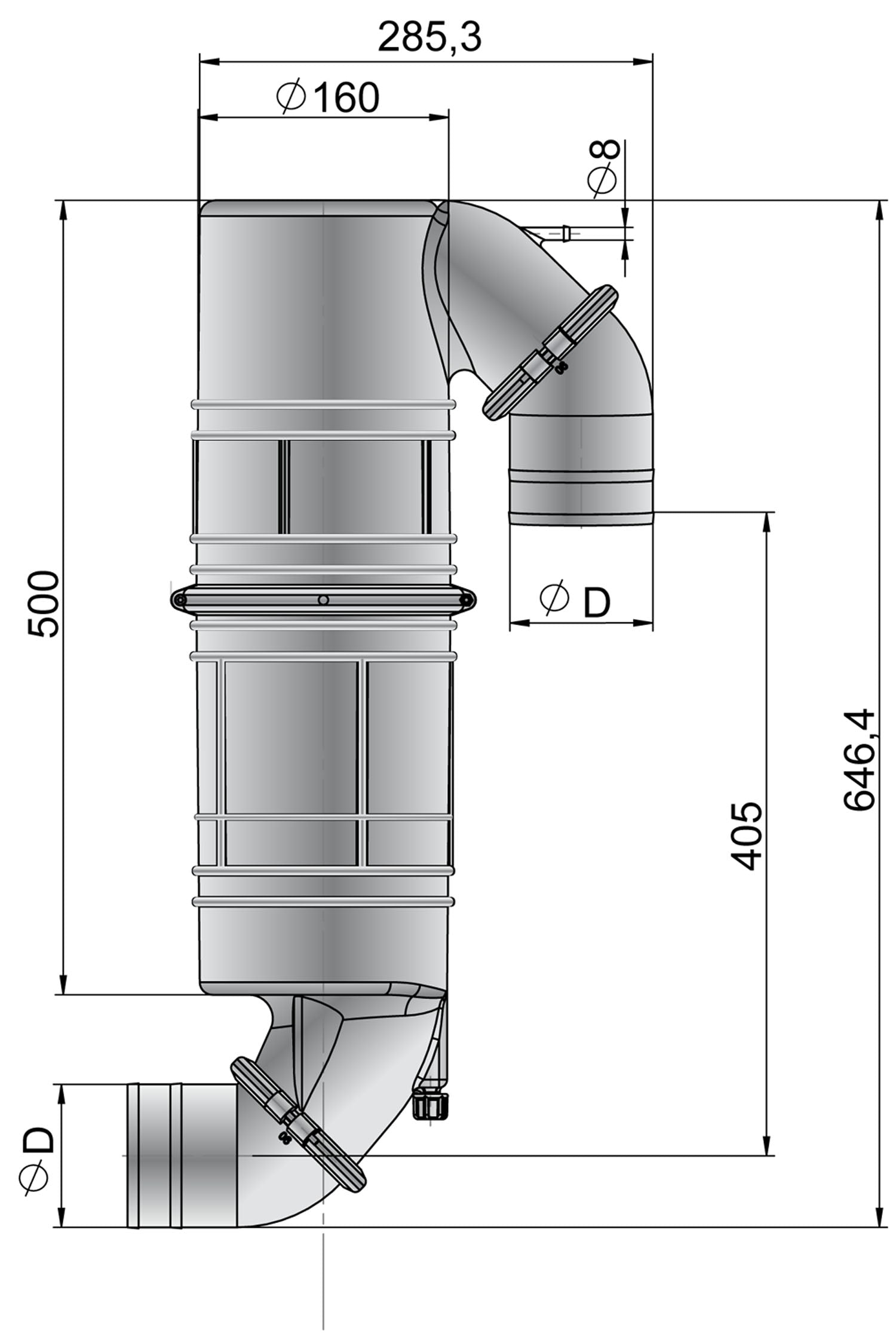 Vetus NLPG75 - Waterlock / gooseneck NLPG 75mm