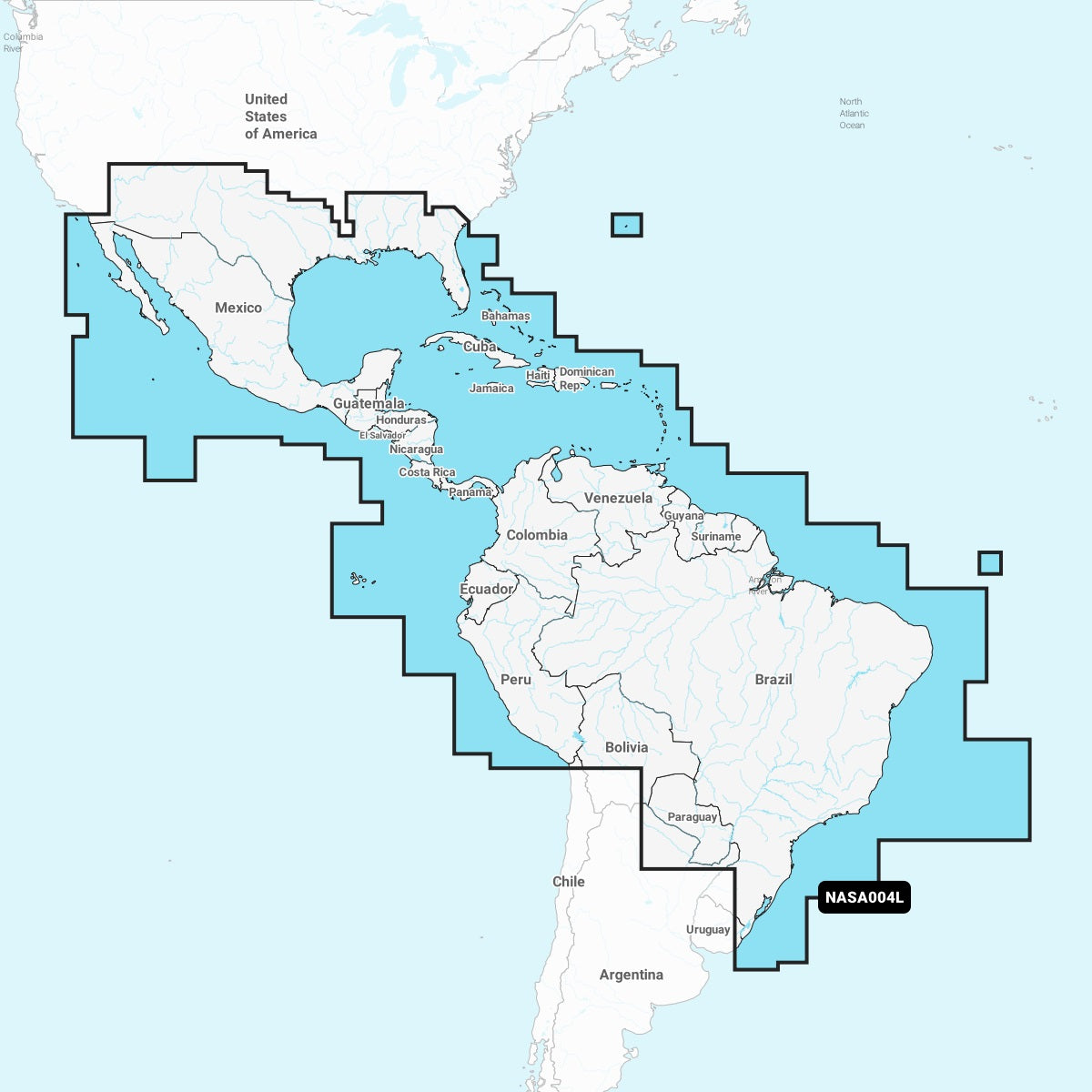 Navionics Plus NASA004L Mexico, Caribbean to Brazil microSD