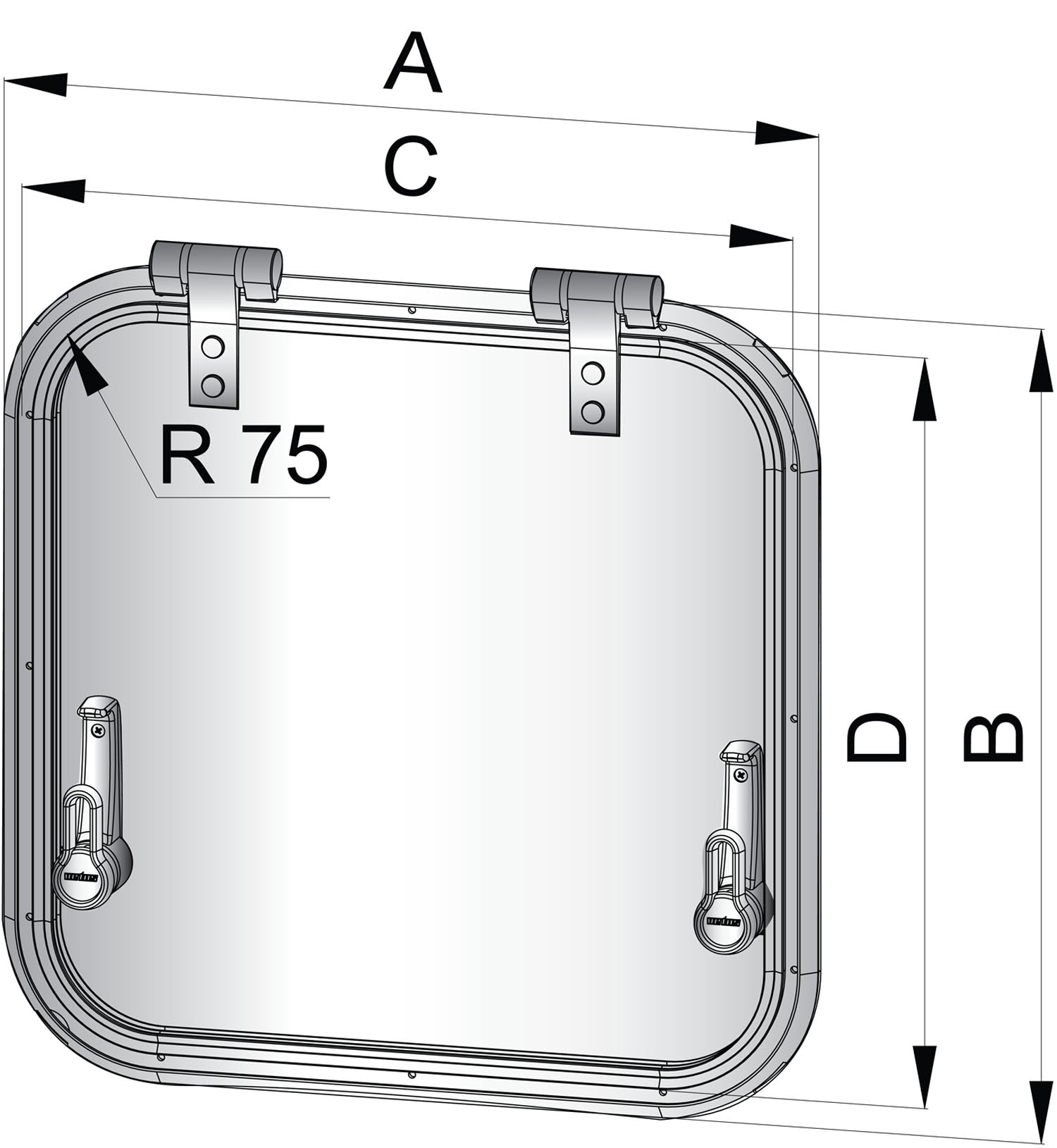 Vetus PLA34L - Planus vent. hatch 340x210mm new lock