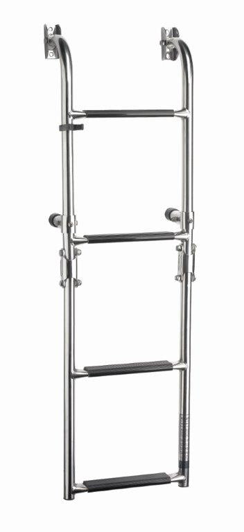 Vetus SLF4A - Swim ladder, SS316, 4 steps with synthetic black grips, folding, transom mounted