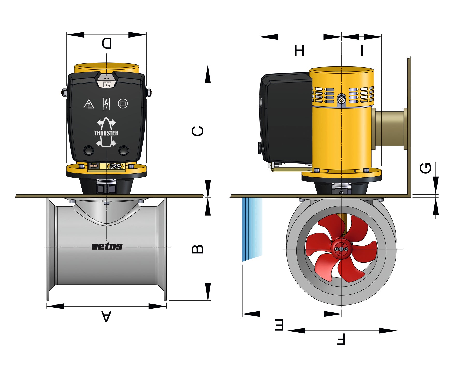 Vetus STERN110P - G.R.P. sternthruster tunnel D 110 mm (25 kgf)