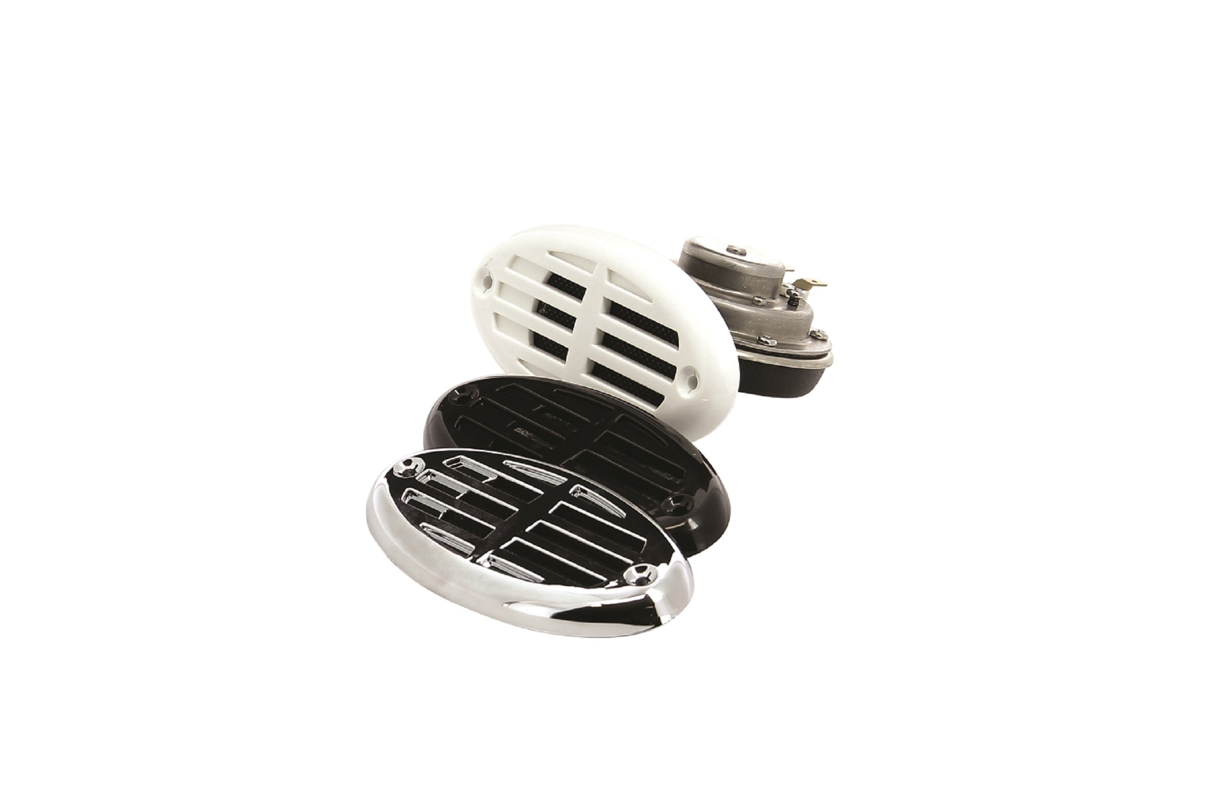 Vetus T12 - Horn built in 12V white- black- and chrome cover