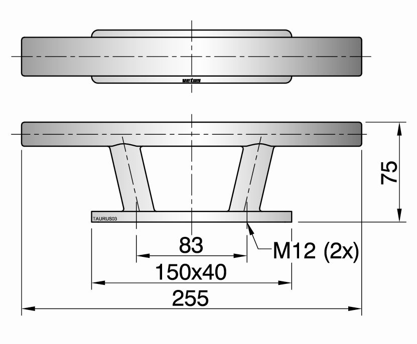 Vetus TAURUS03 - Cleat AISI 316, type TAURUS L=255mm