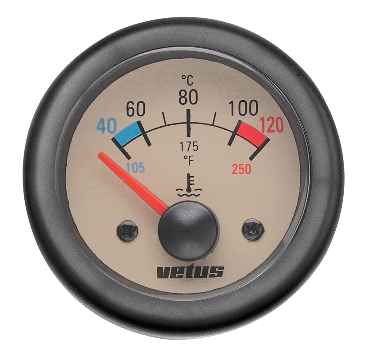 Vetus TEMP12W - Water temp.meter 12V 40-120° D=52mm beige