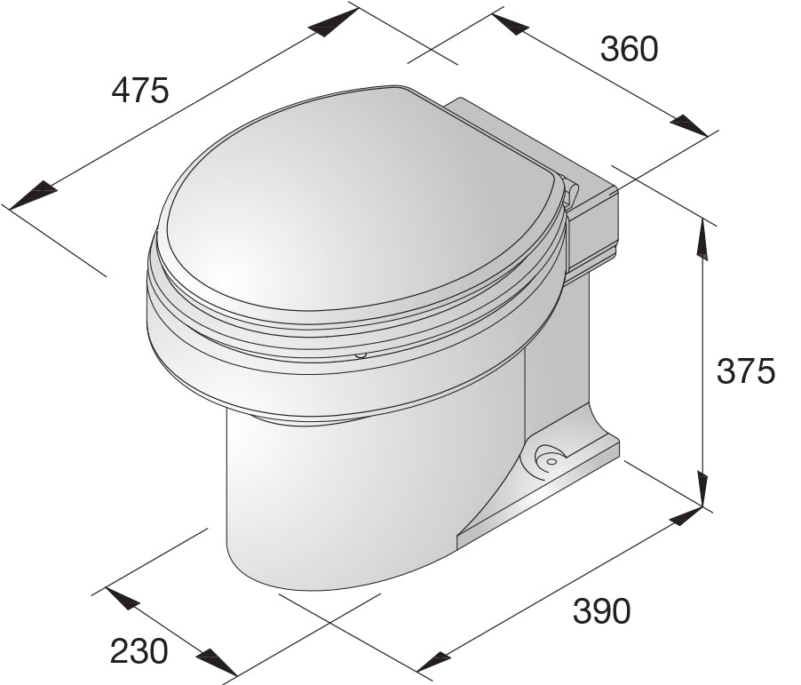 Vetus TMW12Q - Marine toilet 12V Type TMW..Q