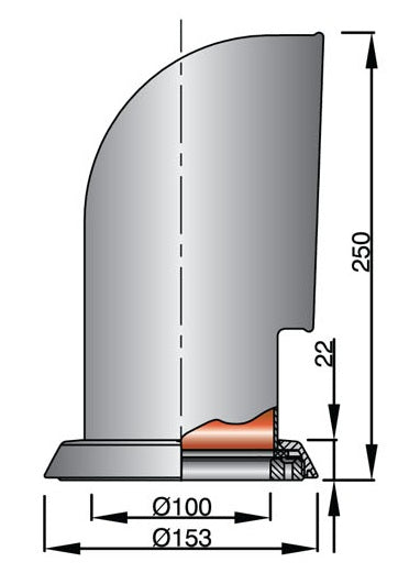 Vetus TOM316R - Cowl ventilator Tom SS AISI316, red coloured