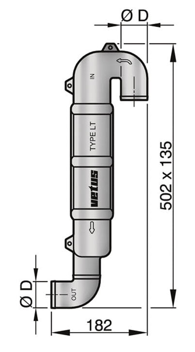 Vetus WLOCKLT40 - Gooseneck LT40, 40mm