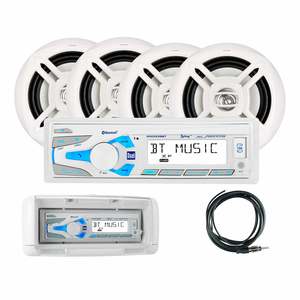 Dual Marine Digital Media and Bluetooth Receiver Package with 4 Speakers and Splash Guard - MXCP494BTS