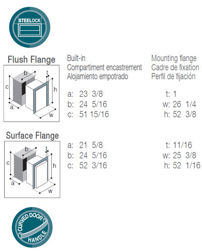 Vitrifrigo Stainless Steel Drawer Refrigerators and Freezers DW250IXN4-EFV-2 Flush Flange