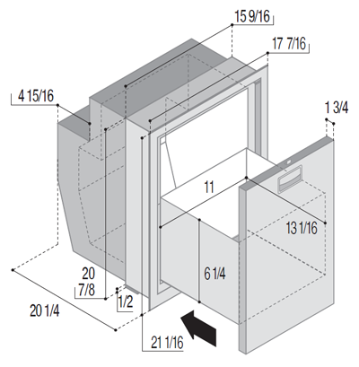 Vitrifrigo Front-Loading Stainless Steel Refrigerator w/freezer compartment DW51IXD4-F-2 Flush Flange (internal cooling unit)