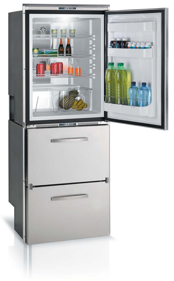 Vitrifrigo Stainless Steel Top Refrigerator and Double Drawer Freezer DW360IXN4-EFV-1 Flush Flange