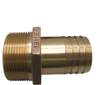 Marine Hardware - Pipe-to-Hose Adapters Brass , Part No. PTHAS-1.50X1.50