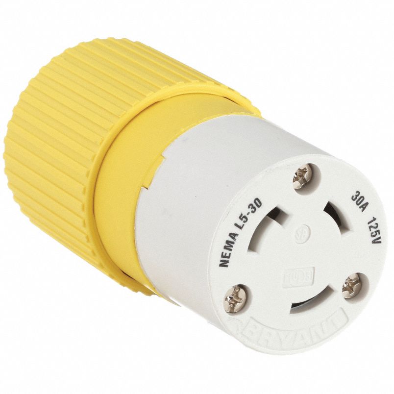 Hubbell - Locking Plug and Connector 30-Amp 125-Volt, Part No. HBL305CRC - Connector Body