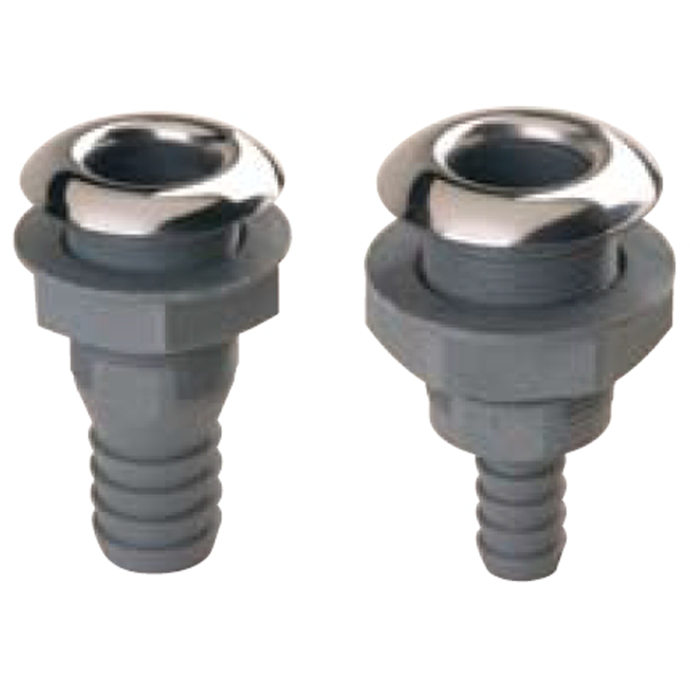 Marine Hardware - Thru-Hull Connections For Hose Glass-Filled Nylon And Stainless, Part No. THMB1.125-N - Size 1-1/8