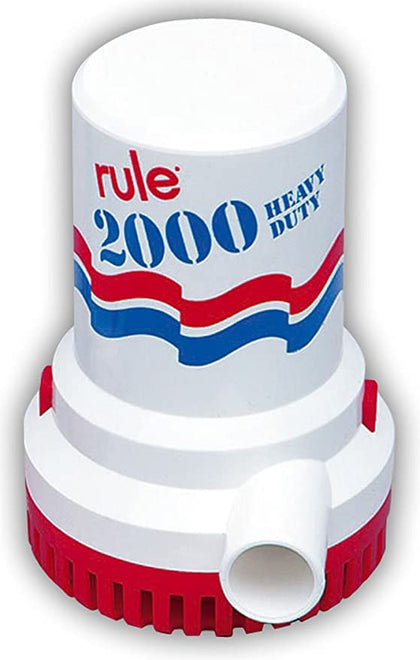 Rule - 1500 & 2000 Submersible Bilge Pumps, Part No. 10-6UL - Description 12-Volt Pump – UL Listed - Amps 7.3 - GPH 2000