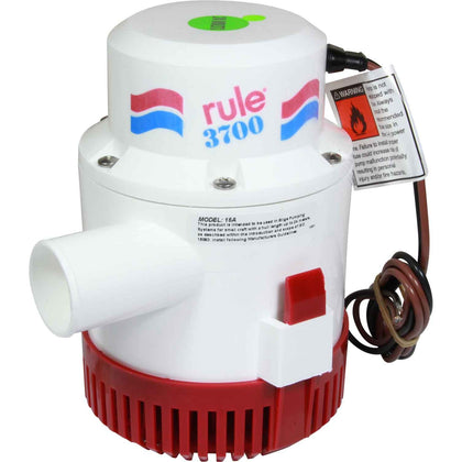 Rule - 3700 Submersible Bilge Pumps, Part No. 16A - Volts 24 DC - Amps 10 - GPH 3700